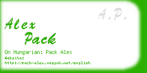 alex pack business card